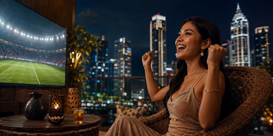 Model perempuan Vietnam berpose di lingkungan taruhan dengan suasana kasual modern