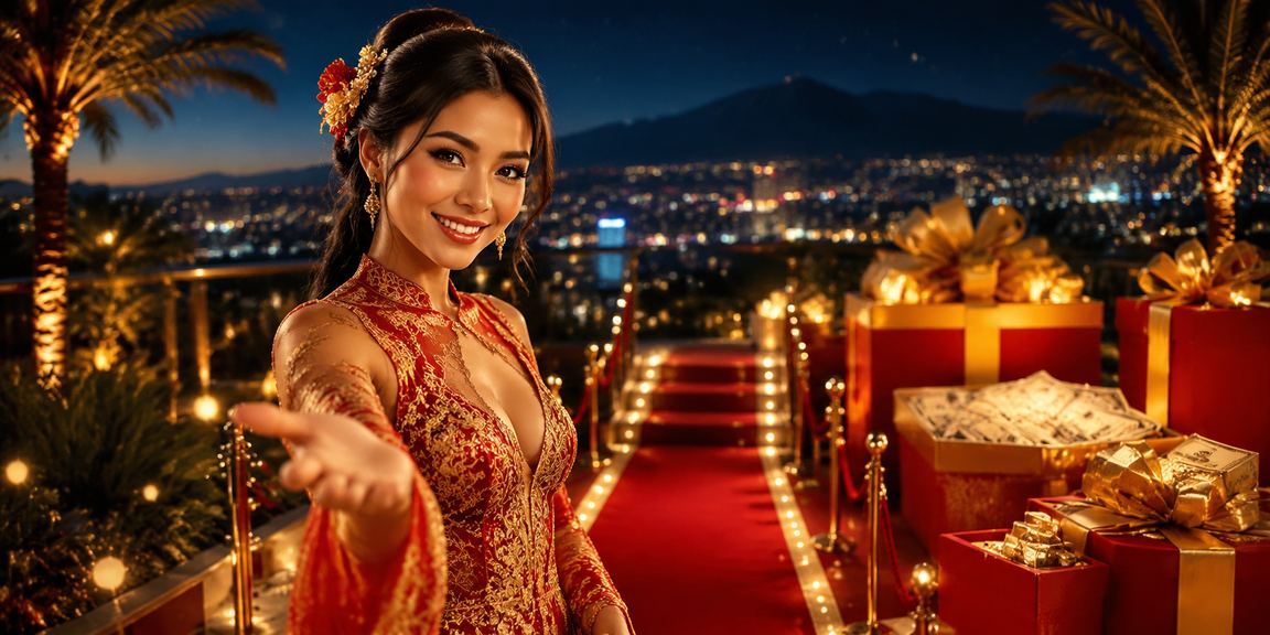 Suasana festival taruhan casino dengan dekorasi meriah dan banyak pengunjung